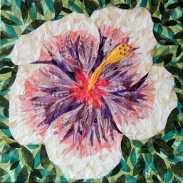 "Tahitian Pink Princess Hibiscus", 12"x12" mixed media by Ruth Warren