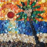 "Button Beach", 12"x12" button mosaic by Ruth Warren